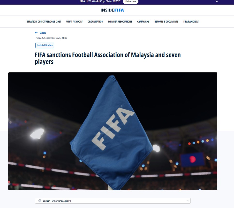 FIFA chính thức ra án phạt với LĐBĐ Malaysia và 7 cầu thủ nhập tịch đá trận gặp Việt Nam - Ảnh 1.
