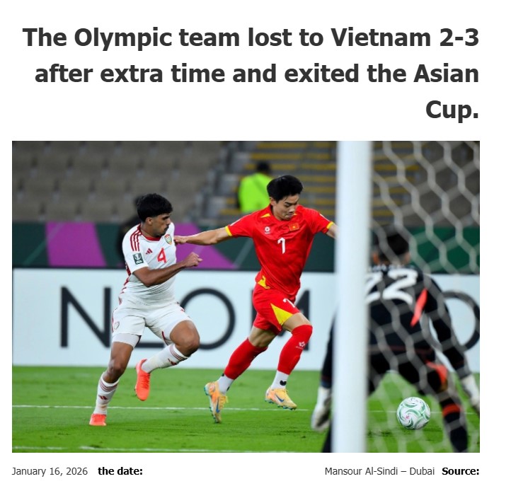 Báo chí UAE khen ngợi màn trình diễn quả cảm của U23 Việt Nam sau 120 phút kịch tính - Ảnh 1.