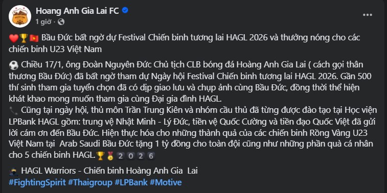 Bầu Đức 'thưởng nóng' tiền tỷ cho U23 Việt Nam, treo thưởng to hơn nếu lọt vào chung kết - Ảnh 2.
