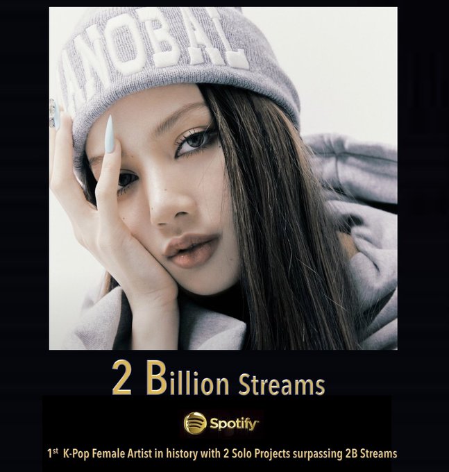 Lisa Blackpink - Nghệ sĩ solo nữ K-pop đầu tiên có hai dự án cá nhân vượt mốc 2 tỷ lượt nghe trên Spotify - Ảnh 1.