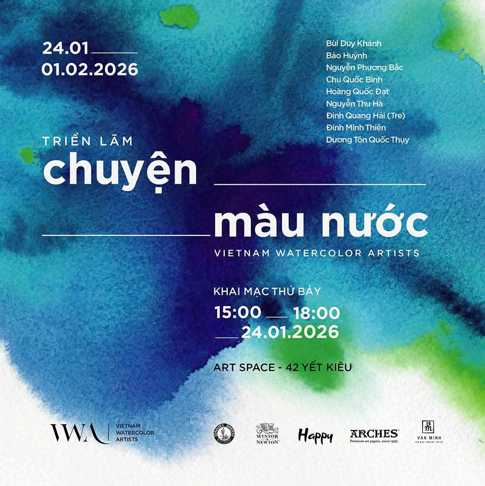 Hơn 100 tác phẩm, 9 họa sĩ… mở ra "Chuyện màu nước" - Ảnh 1.