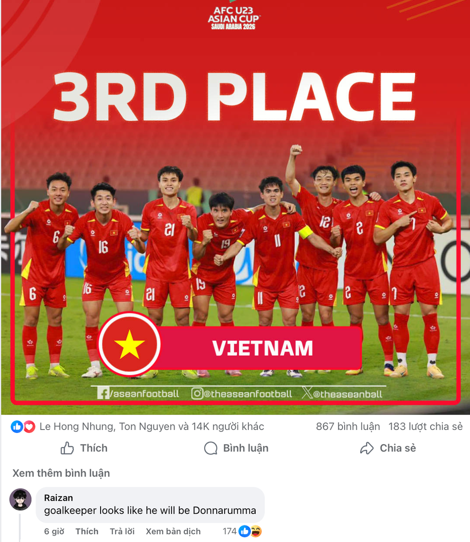 CĐV Đông Nam Á ngả mũ trước bản lĩnh của U23 Việt Nam, khen Cao Văn Bình như Donnarumma - Ảnh 1. CĐV Đông Nam Á ngả mũ trước bản lĩnh của U23 Việt Nam, khen Cao Văn Bình như Donnarumma - Ảnh 1.