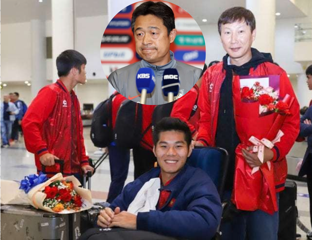 HLV Kim Sang Sik đẩy xe lăn cho trung vệ Hiểu Minh trong khi HLV Lee Min Sung thừa nhận không có chỉ đạo cụ thể nào dành cho thủ môn U23 Hàn Quốc ở loạt sút luân lưu với U23 Việt Nam tại giải Châu Á