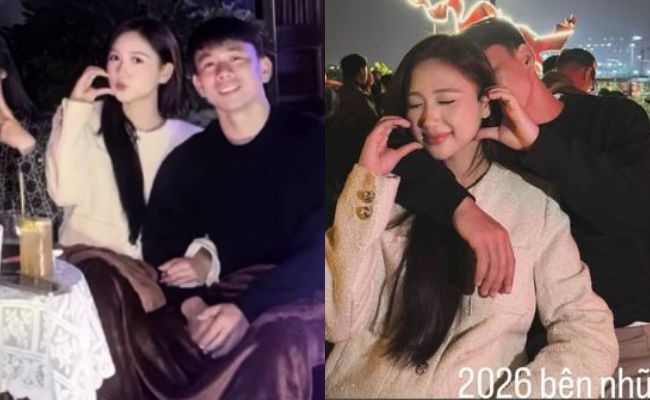 Hoa khôi Bùi Thu Hương công khai chuyện tình với cựu tiền vệ HAGL trong ngày đầu năm mới - Ảnh 1.