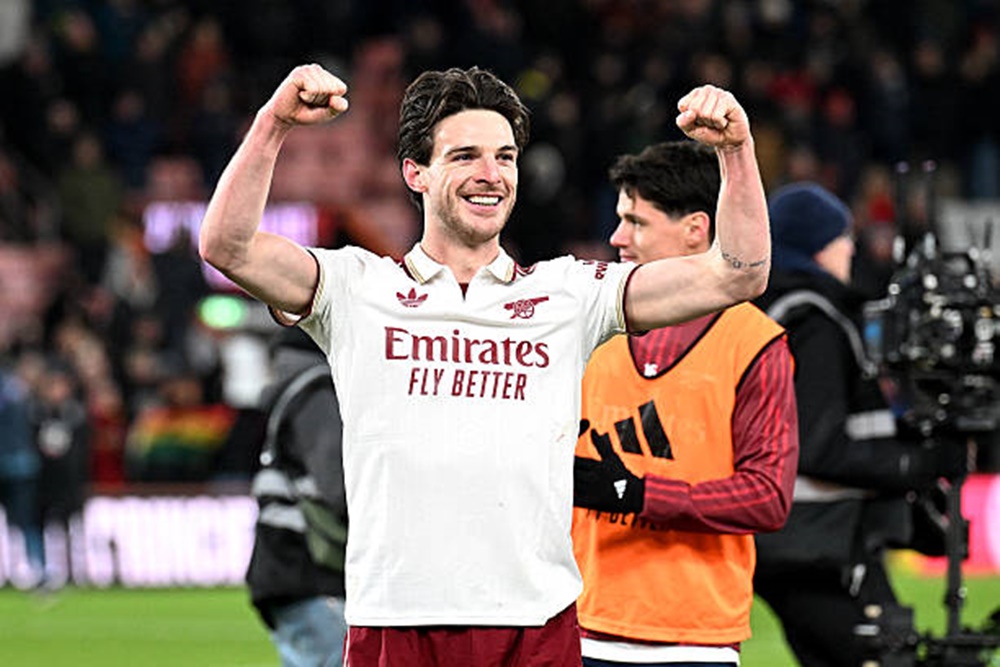 Declan Rice lập cú đúp, giúp Arsenal đánh bại Bournemouth 3-2 ở vòng 20 Ngoại hạng Anh