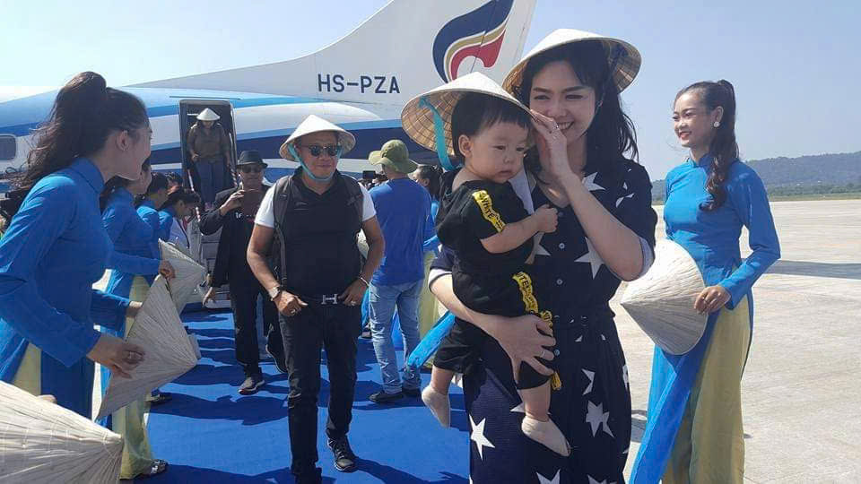 Phú Quốc chào đón chuyến bay thương mại đầu tiên từ Bangkok đến Phú Quốc vào ngày 29/10/2017. Ảnh Hồng Lĩnh