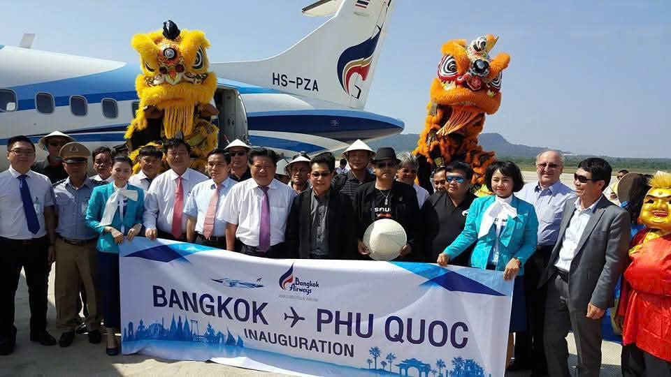 Phú Quốc chào đón chuyến bay thương mại đầu tiên từ Bangkok đến Phú Quốc vào ngày 29/10/2017. Ảnh Hồng Lĩnh