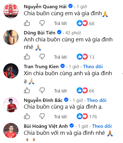 Cầu thủ Việt chia buồn với Đoàn Văn Hậu sau mất mát của gia đình - Ảnh 2. Cầu thủ Việt chia buồn với Đoàn Văn Hậu sau mất mát của gia đình - Ảnh 2.