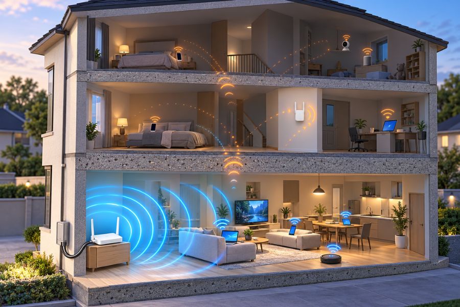 Lắp đặt wifi cho nhà nhiều tầng: Cách phủ sóng ổn định - Ảnh 1.