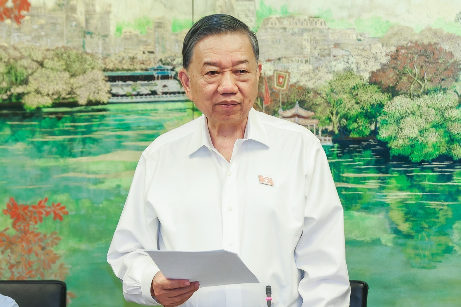 Tổng Bí thư, Chủ tịch nước Tô Lâm, đại biểu Quốc hội TP Hà Nội phát biểu. Ảnh: Doãn Tấn – TTXVN