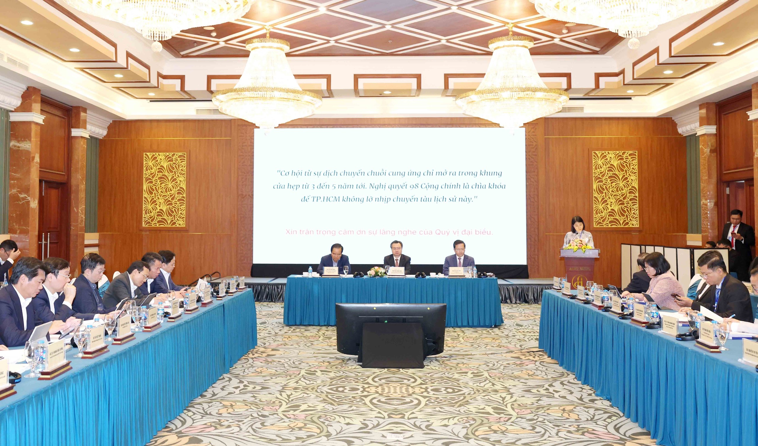 Hội thảo "Cơ chế, chính sách đặc thù, vượt trội thu hút đầu tư và nhà đầu tư chiến lược vào Thành phố Hồ Chí Minh trong tình hình mới". Ảnh: TTXVN