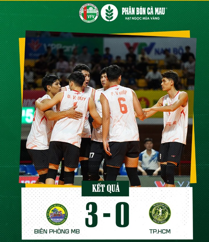 Biên Phòng MB khởi đầu giai đoạn 2 Giải bóng chuyền vô địch quốc gia 2026 đầy ấn tượng bằng chiến thắng 3-0 trước TP.HCM. Ảnh: VFV Biên Phòng MB khởi đầu giai đoạn 2 Giải bóng chuyền vô địch quốc gia 2026 đầy ấn tượng bằng chiến thắng 3-0 trước TP.HCM. Ảnh: VFV