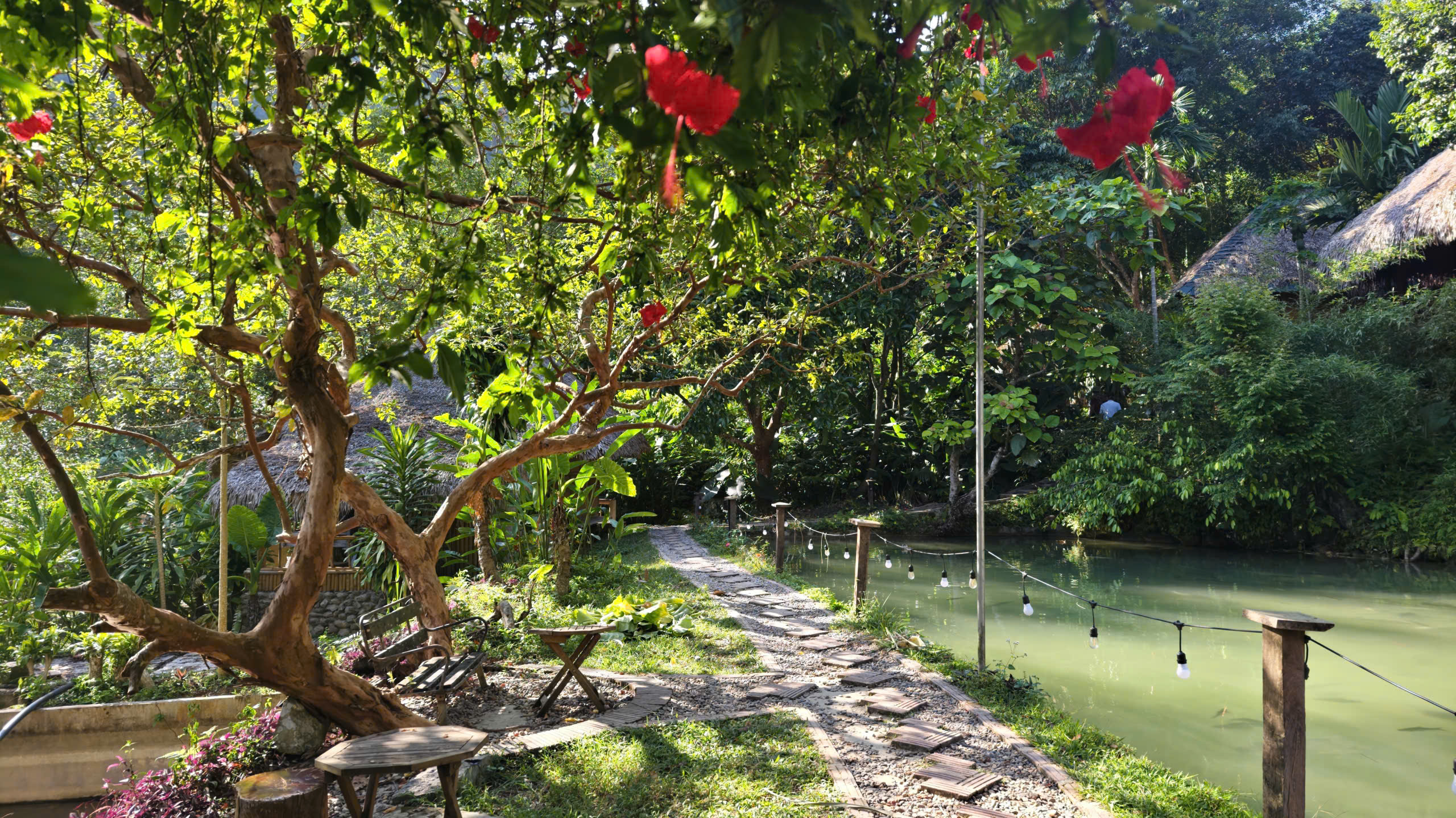 Một Homestay ngay cạnh thác Hiêu, xã Cổ Lũng. Ảnh: Huy Thông