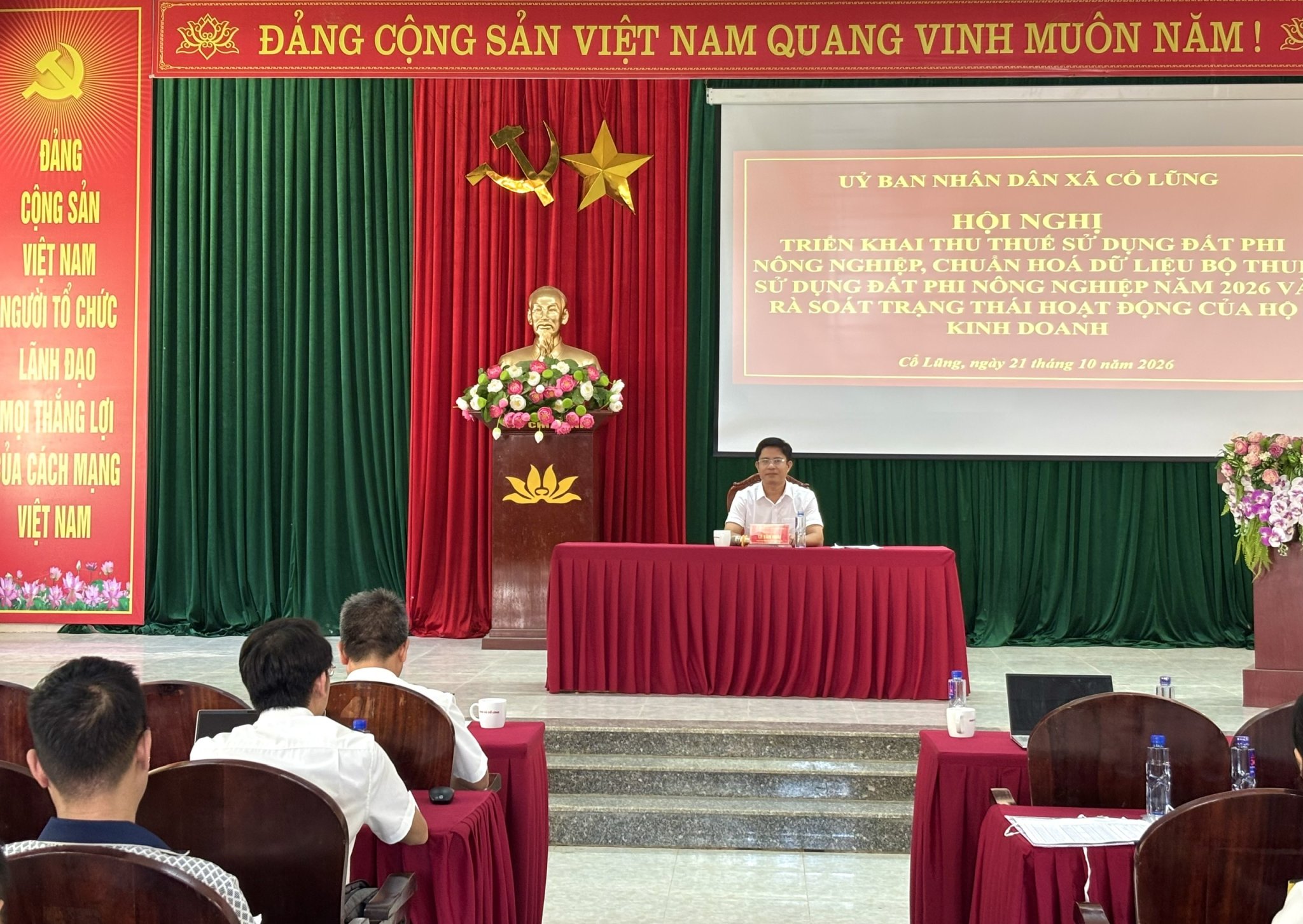UBND xã Cổ Lũng tổ chức Hội nghị triển khai thu thuế sử dụng đất phi nông nghiệp, chuẩn hóa dữ liệu Bộ Thuế sử dụng đất phi nông nghiệp năm 2026 và rà soát trạng thái hoạt động của hộ kinh doanh trên địa bàn xã