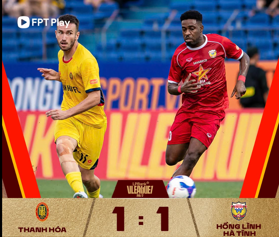 Kết quả V-League: Hồng Lĩnh Hà Tĩnh đứng nhì bảng sau trận hòa trên sân của CLB Thanh Hóa - Ảnh 1.
