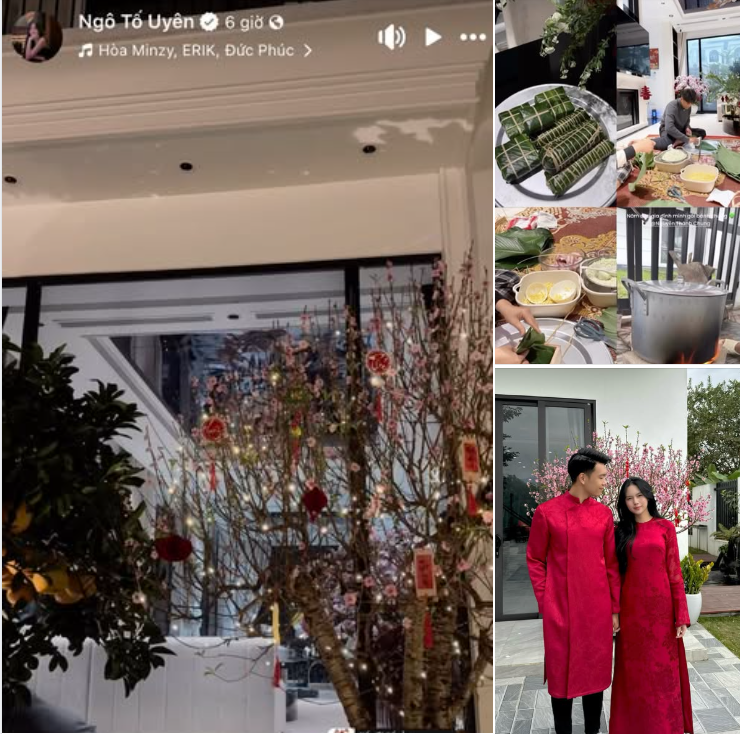 Vợ chồng Thành Chung – Ngô Tố Uyên đăng hình ảnh gia đình rộn ràng chào đón xuân Bính Ngọ trên trang cá nhân. Nhà Thành Chung – Ngô Tố Uyên được trang trí bằng các loại hoa, cây cảnh khác nhau như cành mận, cành hồng nguyên quả. "Đổi cảnh ngay được", Thành Chung viết caption vui vẻ khi bày trí trong nhà thay đổi chỉ sau ít ngày Giáng sinh kết thúc. Đây là năm đầu tiên vợ chồng trung vệ của CAHN dọn vào tổ ấm mới, được cho là có giá hơn chục tỷ đồng. Trước đó, Thành Chung từng khoe cận cảnh không gian bên trong căn biệt thự có 3 tầng ở, một tầng mái và sân thượng, được thiết kế theo phong cách hiện đại, với tông màu trắng chủ đạo