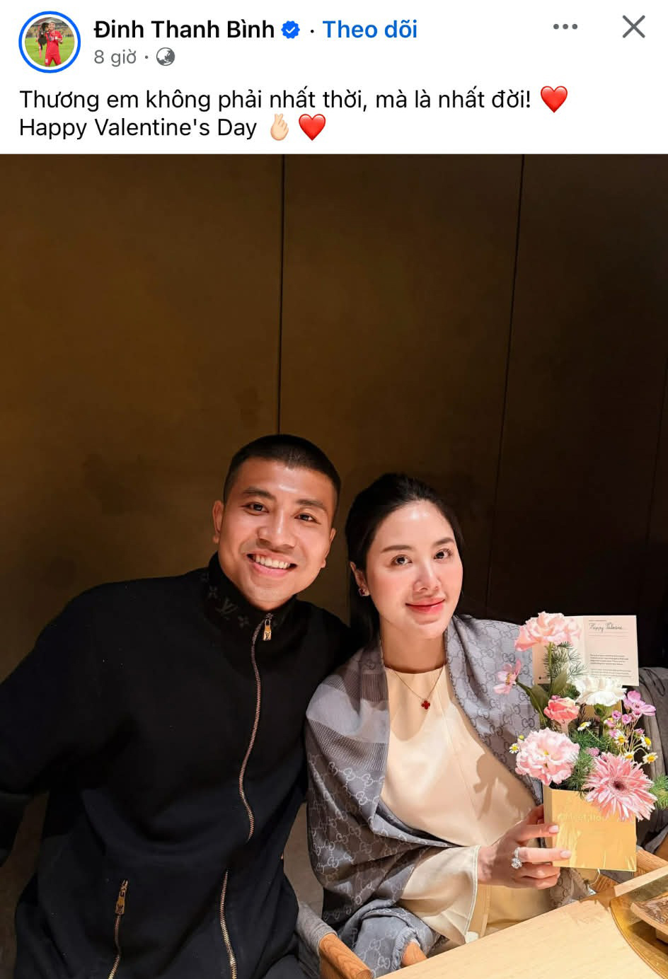 Các ngôi sao thể thao Việt Nam thể hiện tình cảm ngọt ngào với 'nửa kia' ngày Valentine - Ảnh 4.