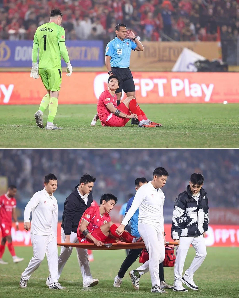 Văn Hậu chấn thương trong trận gặp Ninh Bình FC ở vòng 12 V-League