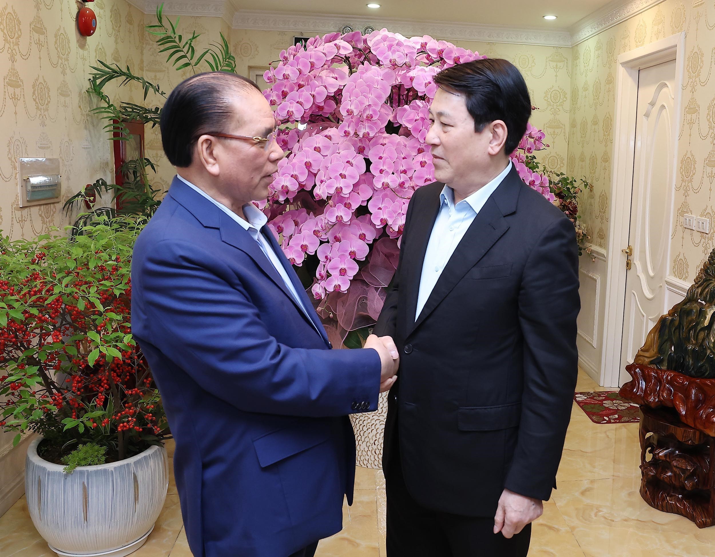 Chủ tịch nước Lương Cường chúc Tết nguyên Tổng Bí thư Nông Đức Mạnh - Ảnh 2.