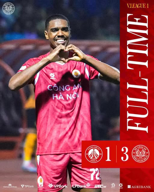 CAHN ngược dòng hạ chủ nhà Thanh Hóa 3-1 để củng cố ngôi đầu V-League