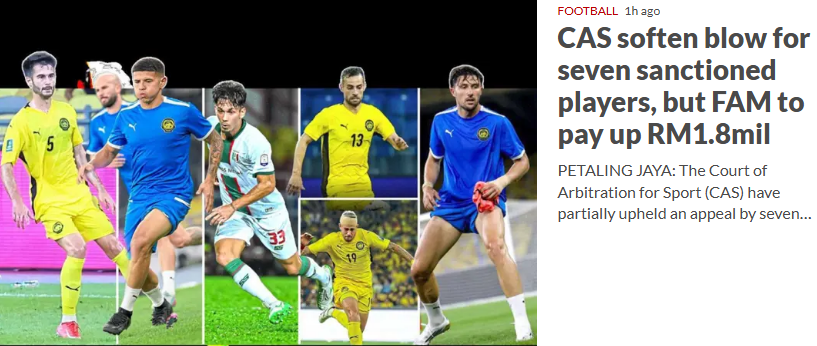 Truyền thông Đông Nam Á lên tiếng sau phán quyết của CAS đối với 7 sao nhập tịch trái phép của Malaysia - Ảnh 1.