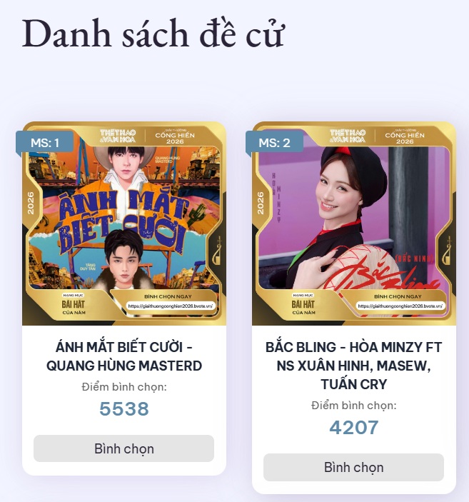 Bình chọn Cống hiến 2026: Nghệ sĩ mới tiếp tục 'nóng' tại Giải thưởng Cống hiến 2026 - Ảnh 3. Bình chọn Cống hiến 2026: Nghệ sĩ mới tiếp tục 'nóng' tại Giải thưởng Cống hiến 2026 - Ảnh 3.