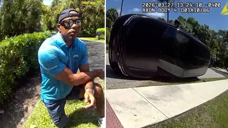 Video Tiger Woods trượt bài kiểm tra nồng độ và bị cảnh sát bắt giữ sau khi gây tai nạn - Ảnh 1.