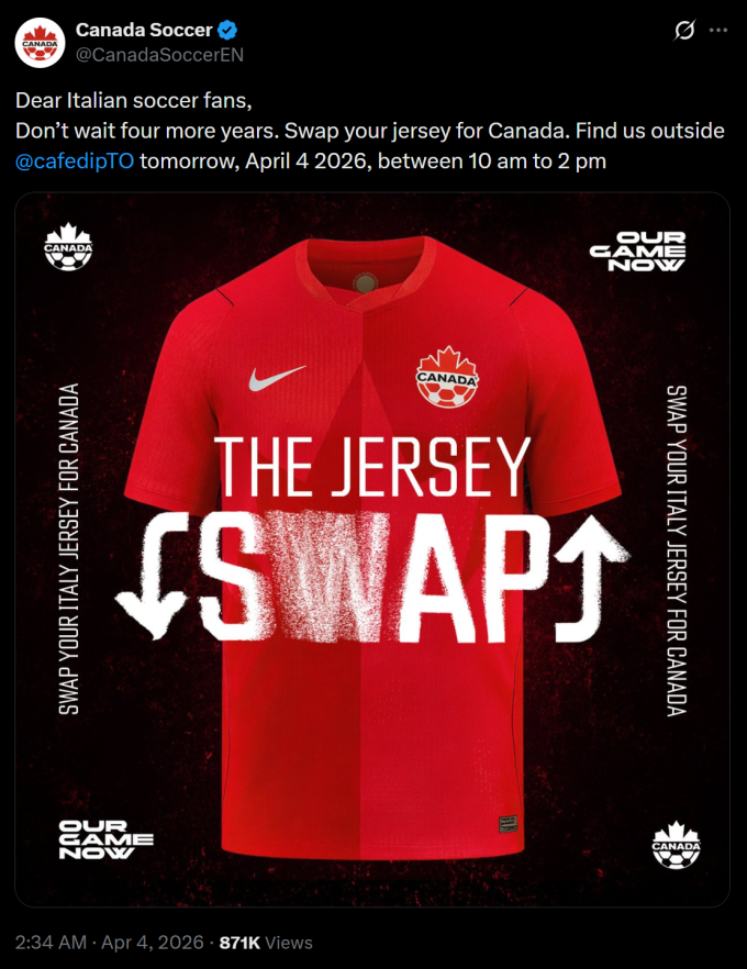 Đồng chủ nhà World Cup Canada mở chiến dịch an ủi cổ động viên Italy - Ảnh 1.