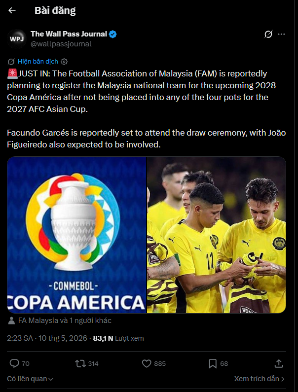 Thực hư chuyện đội tuyển Malaysia muốn dự Copa America 2028, có thể bỏ giải Đông Nam Á - Ảnh 1.