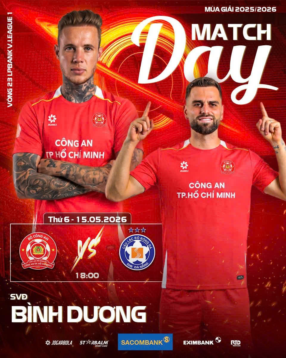 Trận đấu giữa Công an TP.HCM vs SHB Đà Nẵng diễn ra vào lúc 18h00 ngày 15/5/2026 trực tiếp bóng đá