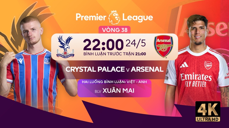 Link xem trực tiếp bóng đá Crystal Palace vs Arsenal 22h00 hôm nay, Ngoại hạng Anh vòng 38 - Ảnh 2.
