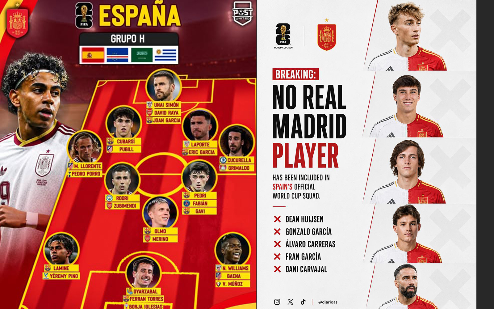Tây Ban Nha chốt đội hình dự World Cup 2026, Real Madrid không có một tuyển thủ nào