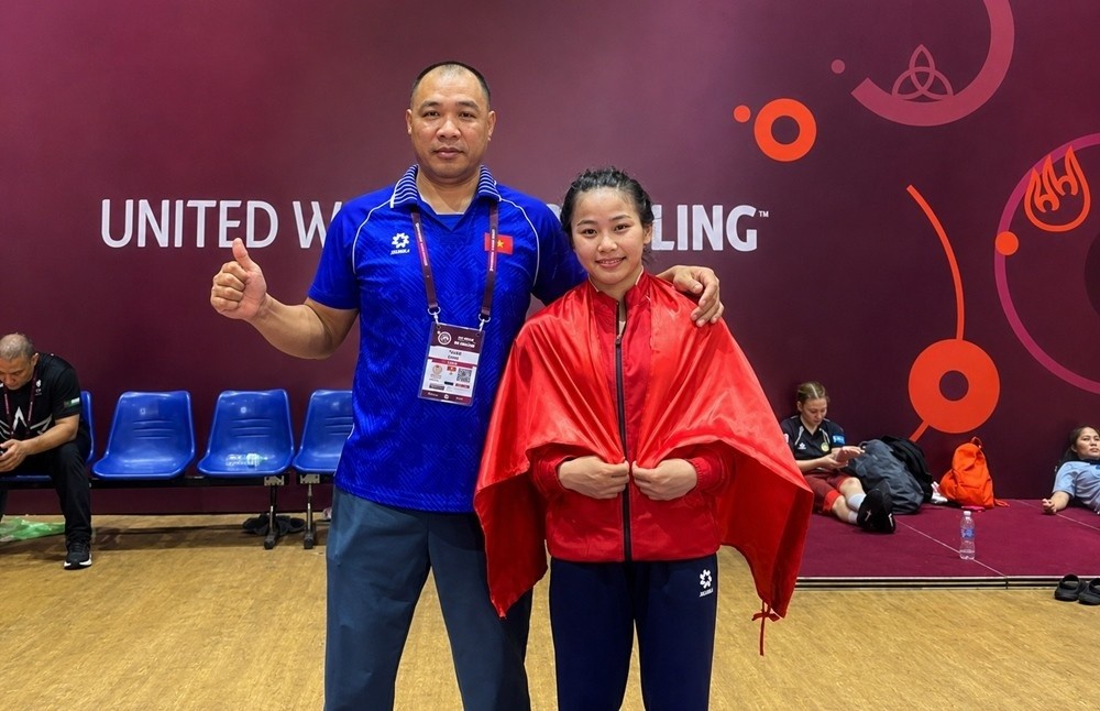 Nữ đô vật của Việt Nam giành HCV Giải vô địch Vật các lứa tuổi châu Á 2026 - Ảnh 1. Nữ đô vật của Việt Nam giành HCV Giải vô địch Vật các lứa tuổi châu Á 2026 - Ảnh 1.