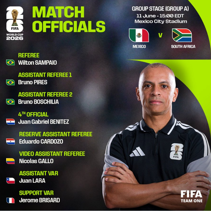 Lộ diện tổ trọng tài bắt chính trận khai mạc World Cup 2026 giữa Mexico và Nam Phi - Ảnh 2. Lộ diện tổ trọng tài bắt chính trận khai mạc World Cup 2026 giữa Mexico và Nam Phi - Ảnh 2.