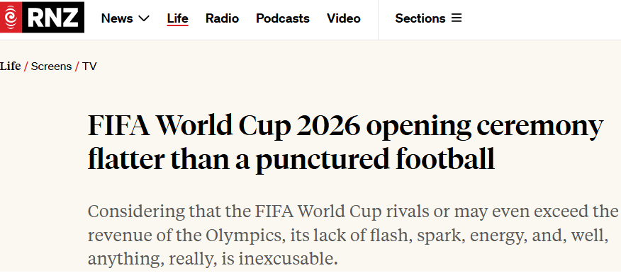 RNZ viết về lễ khai mạc World Cup 2026 RNZ viết về lễ khai mạc World Cup 2026