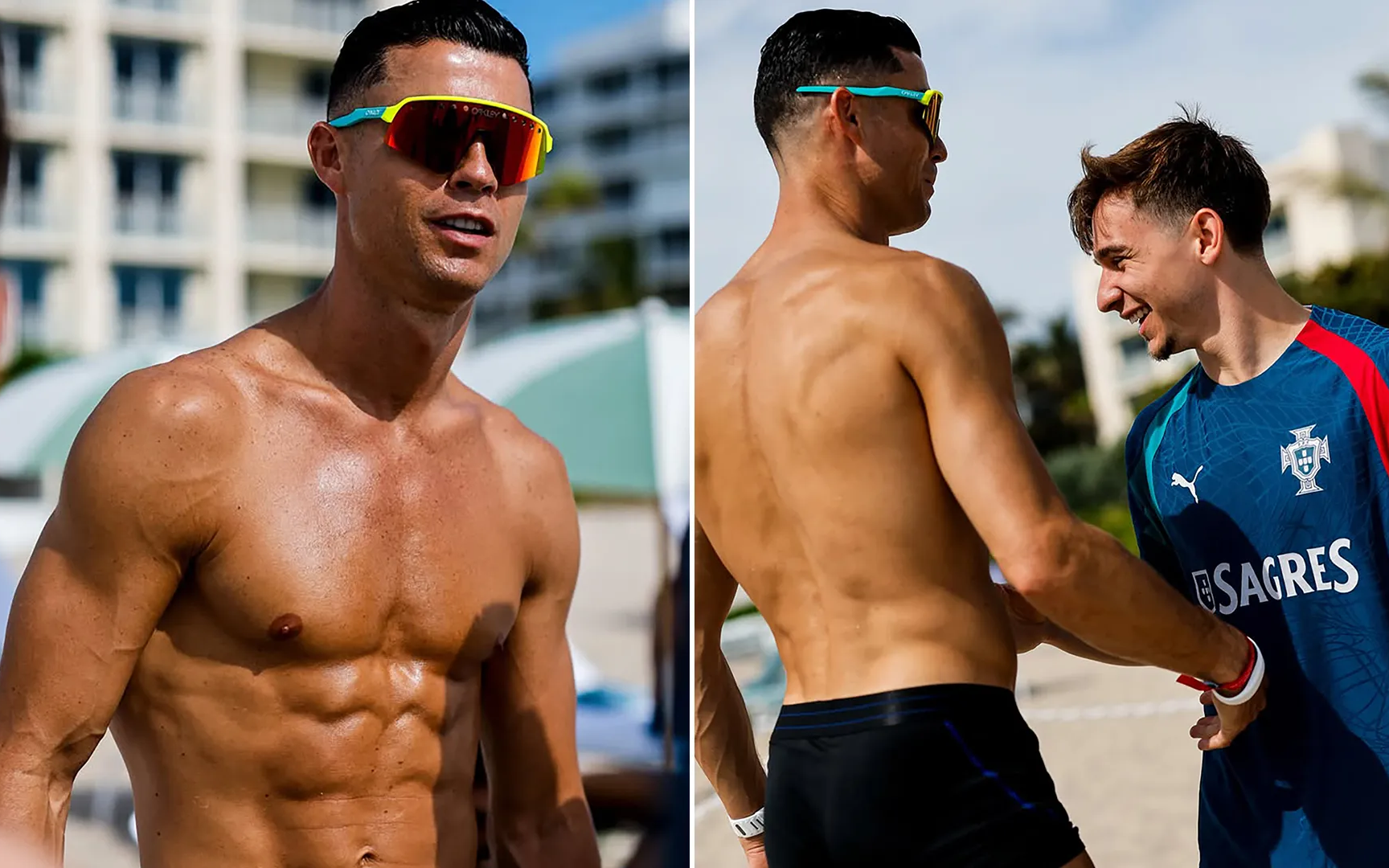 Ronaldo gây bão mạng khi khoe body trên bãi biển Miami trước World Cup 2026