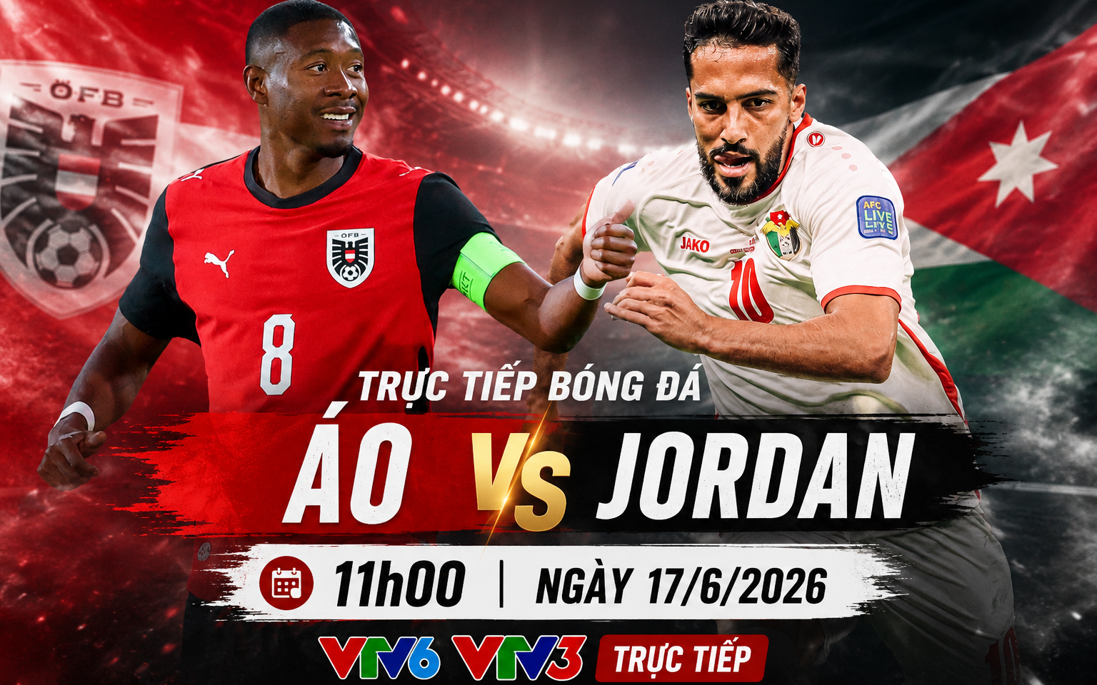 TRỰC TIẾP bóng đá Áo vs Jordan 11h00 hôm nay, bảng J World Cup 2026