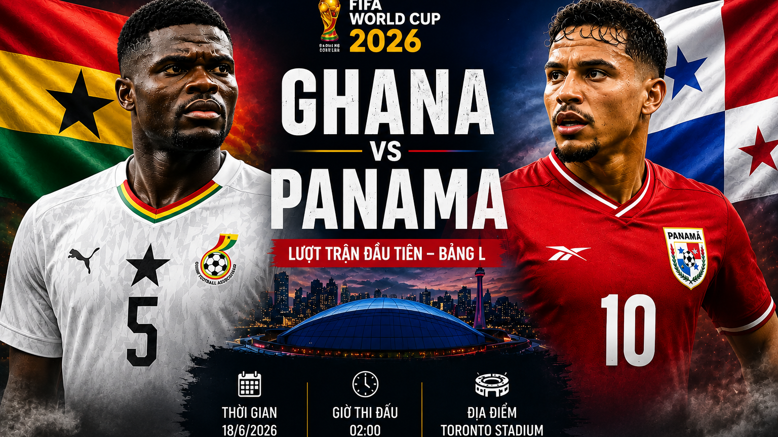 TRỰC TIẾP bóng đá Ghana vs Panama 06h00 hôm nay 18/6, bảng L World Cup 2026