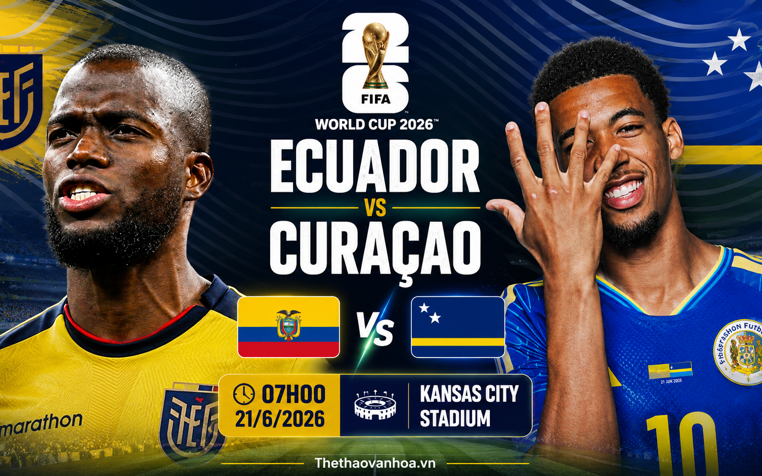 VTV6 VTV3 trực tiếp bóng đá Ecuador vs Curacao 07h00 ngày 21/6, bảng E World Cup 2026