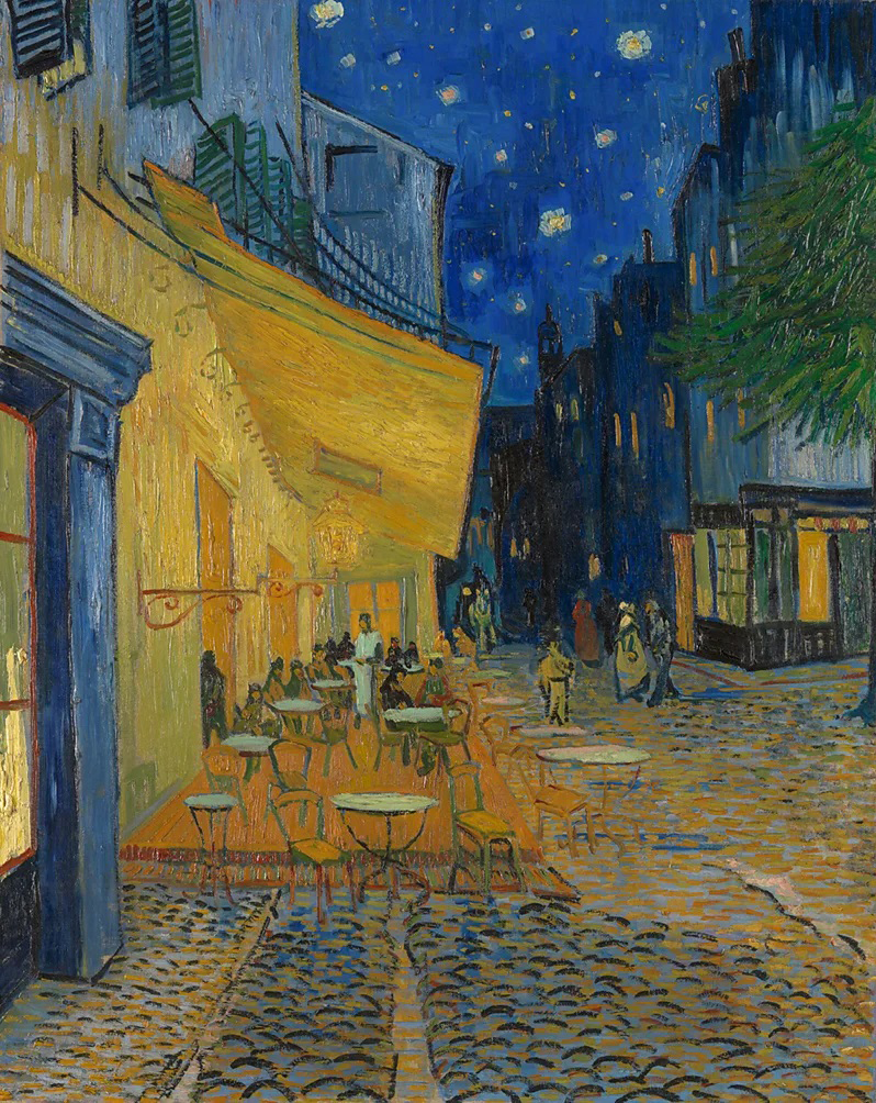 "Café Terrace at Night": 5 chi tiết hé lộ thiên tài của Van Gogh trong "Đêm đầy sao" đầu tiên - Ảnh 2. "Café Terrace at Night": 5 chi tiết hé lộ thiên tài của Van Gogh trong "Đêm đầy sao" đầu tiên - Ảnh 2.