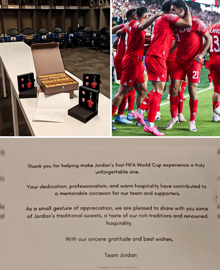 Đội bóng châu Á dọn sạch phòng thay đồ, để lại thiệp và quà tri ân sau khi bị loại khỏi World Cup 2026 - Ảnh 1. Đội bóng châu Á dọn sạch phòng thay đồ, để lại thiệp và quà tri ân sau khi bị loại khỏi World Cup 2026 - Ảnh 1.