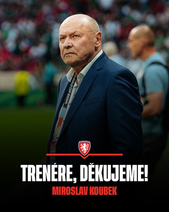 Liên đoàn bóng đá CH Czech xác nhận HLV Miroslav Koubek đã quyết định từ chức sau chiến dịch World Cup 2026 đáng thất vọng. Ảnh: X