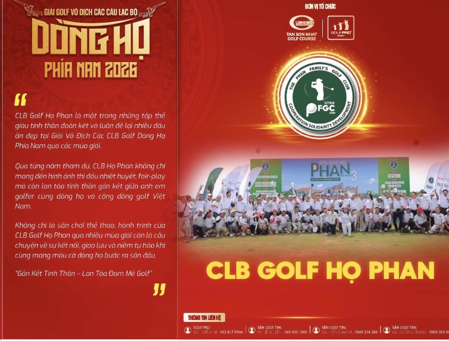 CLB Golf Họ Phan chính thức công bố đội hình dự Giải Golf vô địch các CLB Dòng Họ Phía Nam 2026 - Ảnh 1. CLB Golf Họ Phan chính thức công bố đội hình dự Giải Golf vô địch các CLB Dòng Họ Phía Nam 2026 - Ảnh 1.