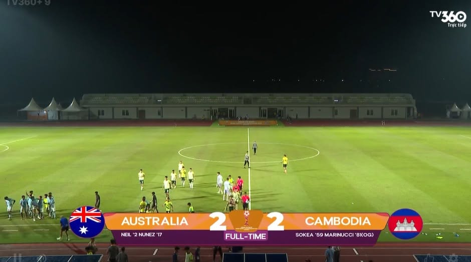 Campuchia hòa Australia kịch tính, U19 Việt Nam bị loại khỏi giải U19 Đông Nam Á - Ảnh 1.