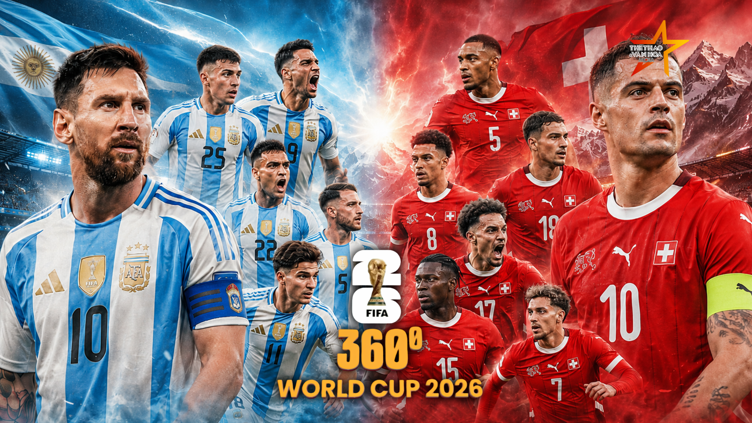 VIDEO Talkshow 360 độ World Cup 2026: Xhaka tự tin đối đầu Messi, HLV Scaloni gấp rút vá hàng thủ 