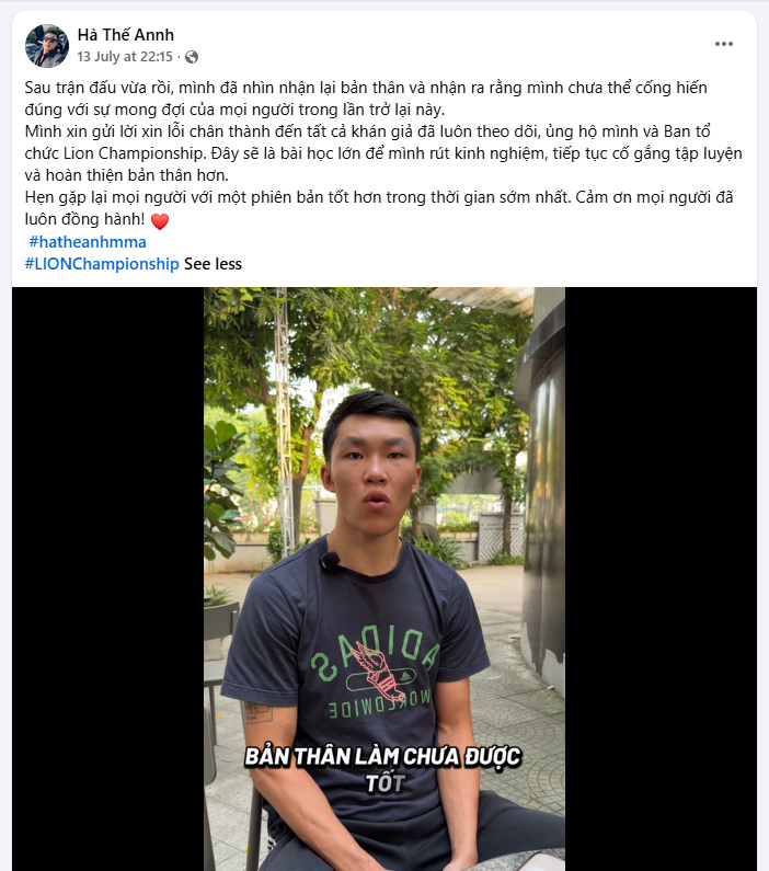 Hà Thế Anh bị cấm thi đấu đến hết năm 2027 sau màn trình diễn gây tranh cãi tại Lion Championship 33 - Ảnh 3. Hà Thế Anh bị cấm thi đấu đến hết năm 2027 sau màn trình diễn gây tranh cãi tại Lion Championship 33 - Ảnh 3.