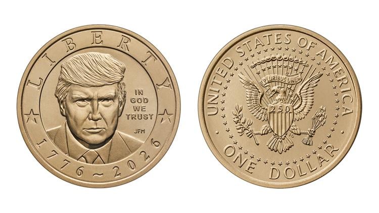 Mỹ phát hành đồng xu 1 USD in hình Tổng thống Donald Trump - Ảnh 1. Mỹ phát hành đồng xu 1 USD in hình Tổng thống Donald Trump - Ảnh 1.