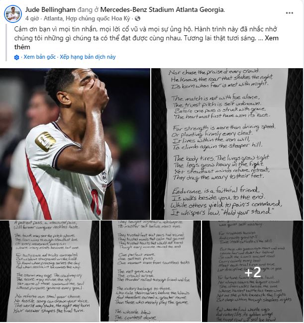Jude Bellingham nghẹn ngào sau World Cup 2026, chia sẻ bài thơ đặc biệt từ tài xế xe buýt tuyển Anh - Ảnh 1. Jude Bellingham nghẹn ngào sau World Cup 2026, chia sẻ bài thơ đặc biệt từ tài xế xe buýt tuyển Anh - Ảnh 1.