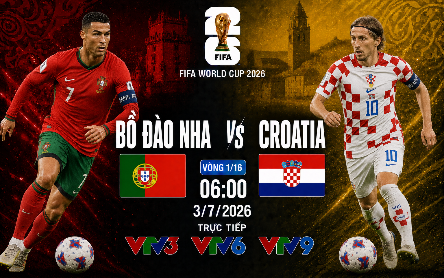 TRỰC TIẾP bóng đá Bồ Đào Nha vs Croatia 6h00 ngày 3/7, vòng 32 đội World Cup 2026