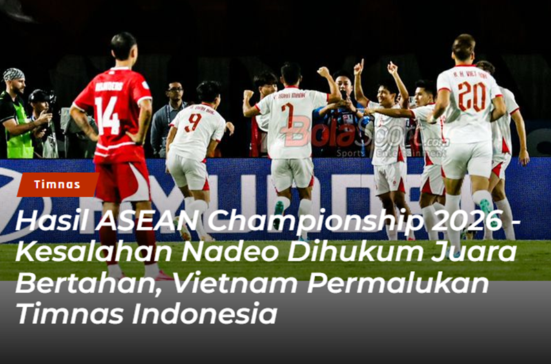 Không những phải nhận 3 bàn thua ngay trên sân nhà Pakansari, tuyển Indonesia còn bất lực hoàn toàn trong việc tìm đường vào khung thành Patrik Lê Giang trong trận thua Việt Nam ở ASEAN Cup 2026. Ảnh: Bola